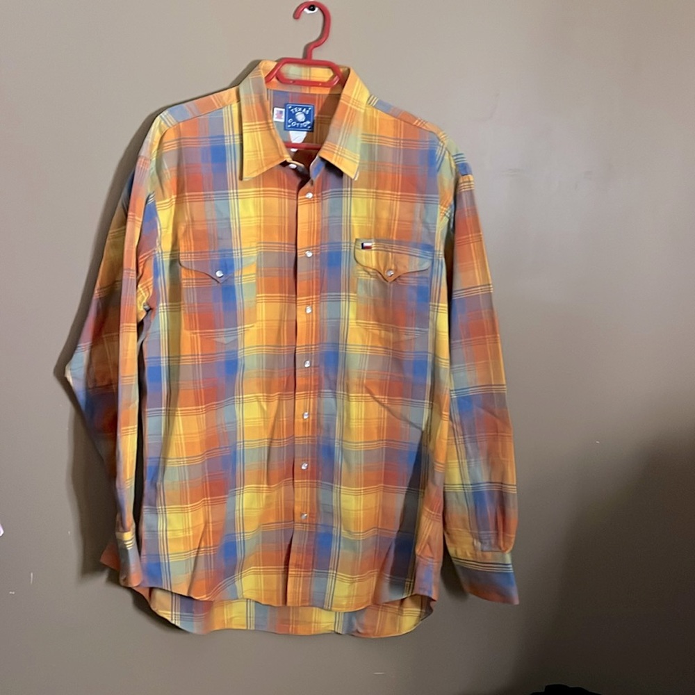 😄Big & tall western style snap down vintage shirt. L3
